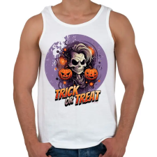 PRINTFASHION Trick or Treat skull - Férfi atléta - Fehér atléta, trikó