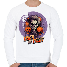 PRINTFASHION Trick or Treat skull - Férfi pulóver - Fehér férfi pulóver, kardigán
