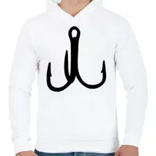 PRINTFASHION triple fishing hooks - Férfi kapucnis pulóver - Fehér férfi pulóver, kardigán