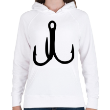 PRINTFASHION triple fishing hooks - Női kapucnis pulóver - Fehér női pulóver, kardigán