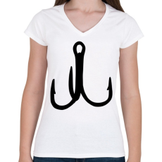 PRINTFASHION triple fishing hooks - Női V-nyakú póló - Fehér