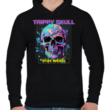 PRINTFASHION Trippy Skull - Férfi kapucnis pulóver - Fekete férfi pulóver, kardigán