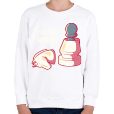 PRINTFASHION Trójai sakkLó - Gyerek pulóver - Fehér