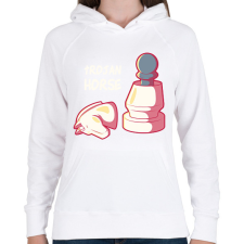 PRINTFASHION Trójai sakkLó - Női kapucnis pulóver - Fehér női pulóver, kardigán