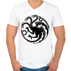 PRINTFASHION TRÓNOK HARCA - Férfi V-nyakú póló - Fehér