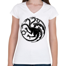 PRINTFASHION TRÓNOK HARCA - Női V-nyakú póló - Fehér