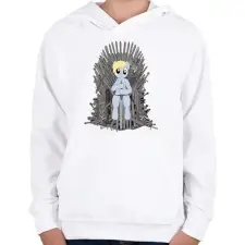 PRINTFASHION Trónok harca póni - Gyerek kapucnis pulóver - Fehér gyerek pulóver, kardigán