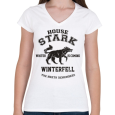 PRINTFASHION Trónok harca: Stark house - Női V-nyakú póló - Fehér