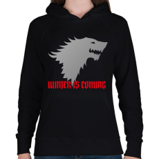 PRINTFASHION Trónok Harca - winter is coming - Női kapucnis pulóver - Fekete