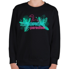 PRINTFASHION Tropical Paradise flamingo - Gyerek pulóver - Fekete gyerek pulóver, kardigán