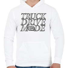 PRINTFASHION Truck drive mode - Férfi kapucnis pulóver - Fehér férfi pulóver, kardigán