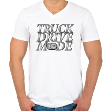 PRINTFASHION Truck drive mode - Férfi V-nyakú póló - Fehér férfi póló