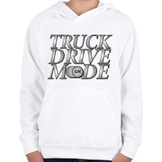 PRINTFASHION Truck drive mode - Gyerek kapucnis pulóver - Fehér