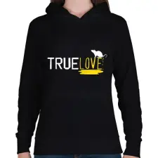 PRINTFASHION True love - Női kapucnis pulóver - Fekete női pulóver, kardigán