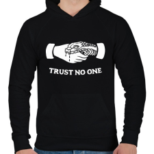 PRINTFASHION Trust no one! - Férfi kapucnis pulóver - Fekete férfi pulóver, kardigán