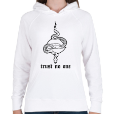 PRINTFASHION Trust no one - Női kapucnis pulóver - Fehér női pulóver, kardigán