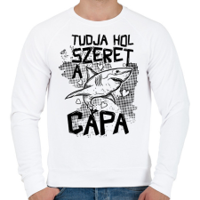 PRINTFASHION Tudja hol szeret a cápa - Férfi pulóver - Fehér férfi pulóver, kardigán