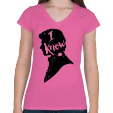 PRINTFASHION Tudom... - Női V-nyakú póló - Rózsaszín