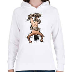 PRINTFASHION Tug balls - Női kapucnis pulóver - Fehér