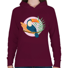 PRINTFASHION Tukán lila háttéren - Női kapucnis pulóver - Bordó női pulóver, kardigán