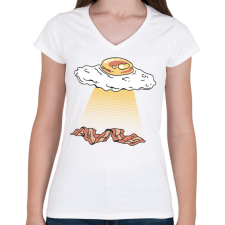 PRINTFASHION Tükörtojás ufo - Női V-nyakú póló - Fehér női póló