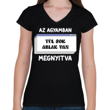 PRINTFASHION Túl sok ablak - Női V-nyakú póló - Fekete női póló