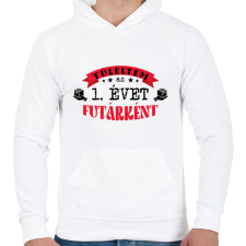 PRINTFASHION Túléltem futárként - számmal - Férfi kapucnis pulóver - Fehér férfi pulóver, kardigán