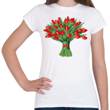 PRINTFASHION Tulipáncsokor - Női póló - Fehér női póló