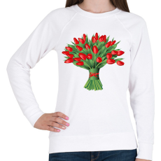 PRINTFASHION Tulipáncsokor - Női pulóver - Fehér