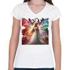 PRINTFASHION Tündér - Női V-nyakú póló - Fehér női póló
