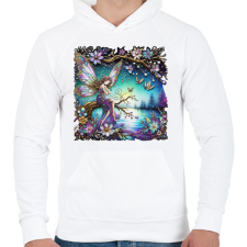 PRINTFASHION Tündér pillangókkal - Férfi kapucnis pulóver - Fehér férfi pulóver, kardigán