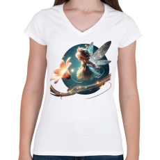 PRINTFASHION Tündérlány - Női V-nyakú póló - Fehér