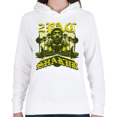 PRINTFASHION Tupac - Női kapucnis pulóver - Fehér