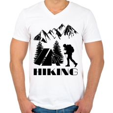 PRINTFASHION túrázás - Férfi V-nyakú póló - Fehér