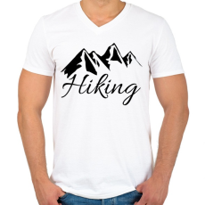 PRINTFASHION túrázás - Férfi V-nyakú póló - Fehér