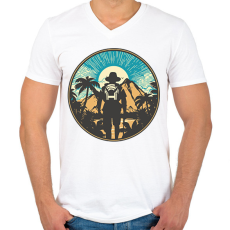 PRINTFASHION Túrázás - Férfi V-nyakú póló - Fehér