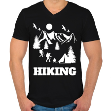 PRINTFASHION túrázás - Férfi V-nyakú póló - Fekete férfi póló