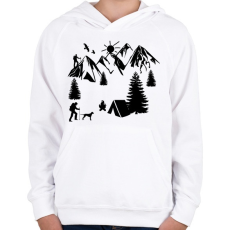 PRINTFASHION túrázás - Gyerek kapucnis pulóver - Fehér