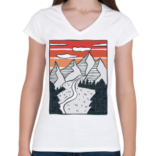 PRINTFASHION Túrázás - Női V-nyakú póló - Fehér női póló
