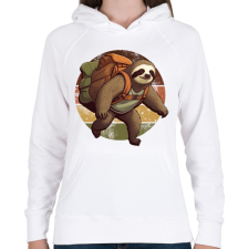 PRINTFASHION Túrázó lajhár - Női kapucnis pulóver - Fehér női pulóver, kardigán