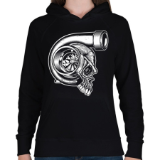 PRINTFASHION Turbó koponya - Női kapucnis pulóver - Fekete női pulóver, kardigán