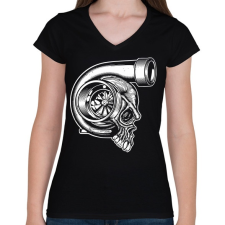 PRINTFASHION Turbó koponya - Női V-nyakú póló - Fekete női póló