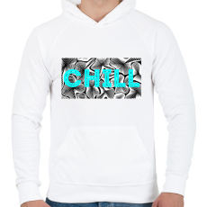 PRINTFASHION Türkiz CHILL - Férfi kapucnis pulóver - Fehér