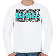 PRINTFASHION Türkiz CHILL - Férfi pulóver - Fehér férfi pulóver, kardigán