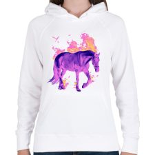 PRINTFASHION Tüzes ló - Női kapucnis pulóver - Fehér női pulóver, kardigán