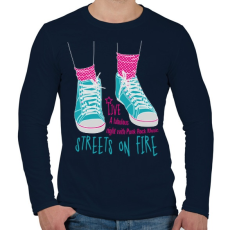 PRINTFASHION Tüzes utcák - Férfi hosszú ujjú póló - Sötétkék