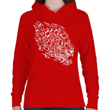 PRINTFASHION Tűzfarkas - Női kapucnis pulóver - Piros női pulóver, kardigán