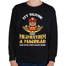 PRINTFASHION Tűzoltó cica - Gyerek pulóver - Fekete