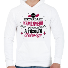 PRINTFASHION Tűzoltó felesége - Férfi kapucnis pulóver - Fehér férfi pulóver, kardigán