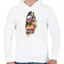 PRINTFASHION Tűzoltó - Férfi kapucnis pulóver - Fehér férfi pulóver, kardigán
